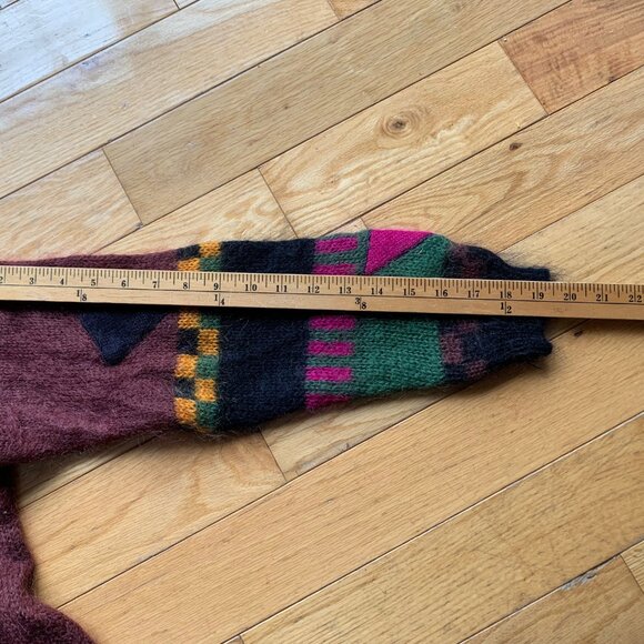 Vintage White Stag Mohair Blend Sweater – S/P – Bright 80s/90s Geometric Pattern - Picture 6 of 7